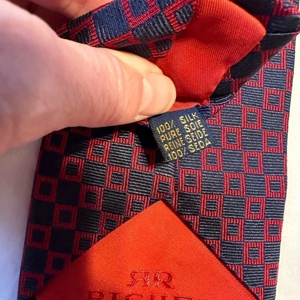 Jack English Richel Repp Tie Navy Red 100% Silk Handmade in Spain 56” x 3.75”